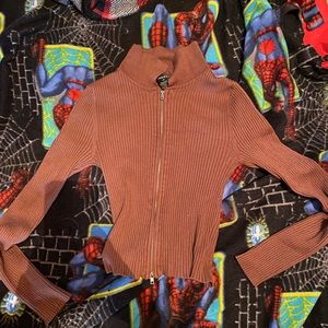 long sleeve zip up crop top